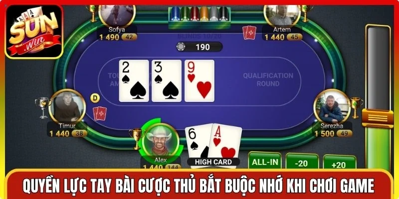 Quyền lực tay bài cược thủ bắt buộc nhớ khi chơi game